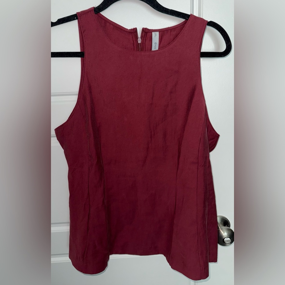 Mango Women's Sleeveless Scoop Neck Tank Top - Maroon